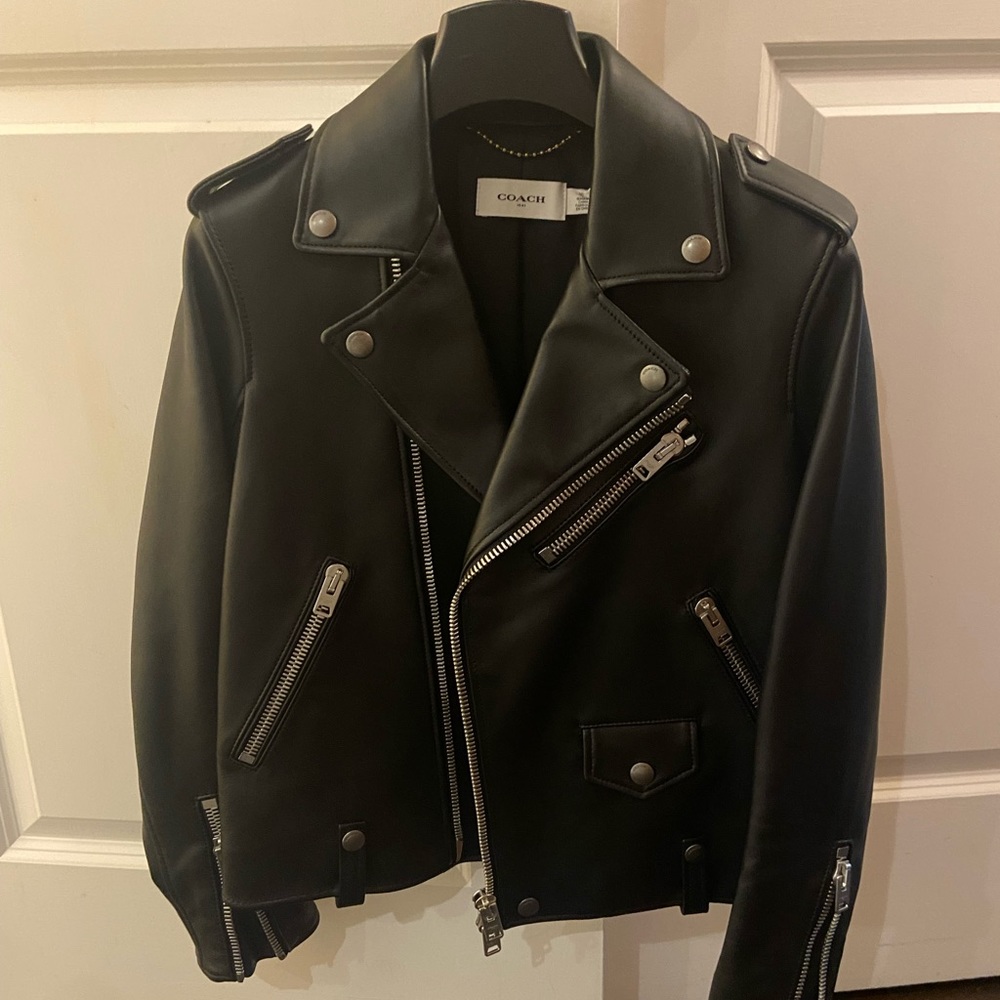 Coach black lather motorcycle jacket. New without tags